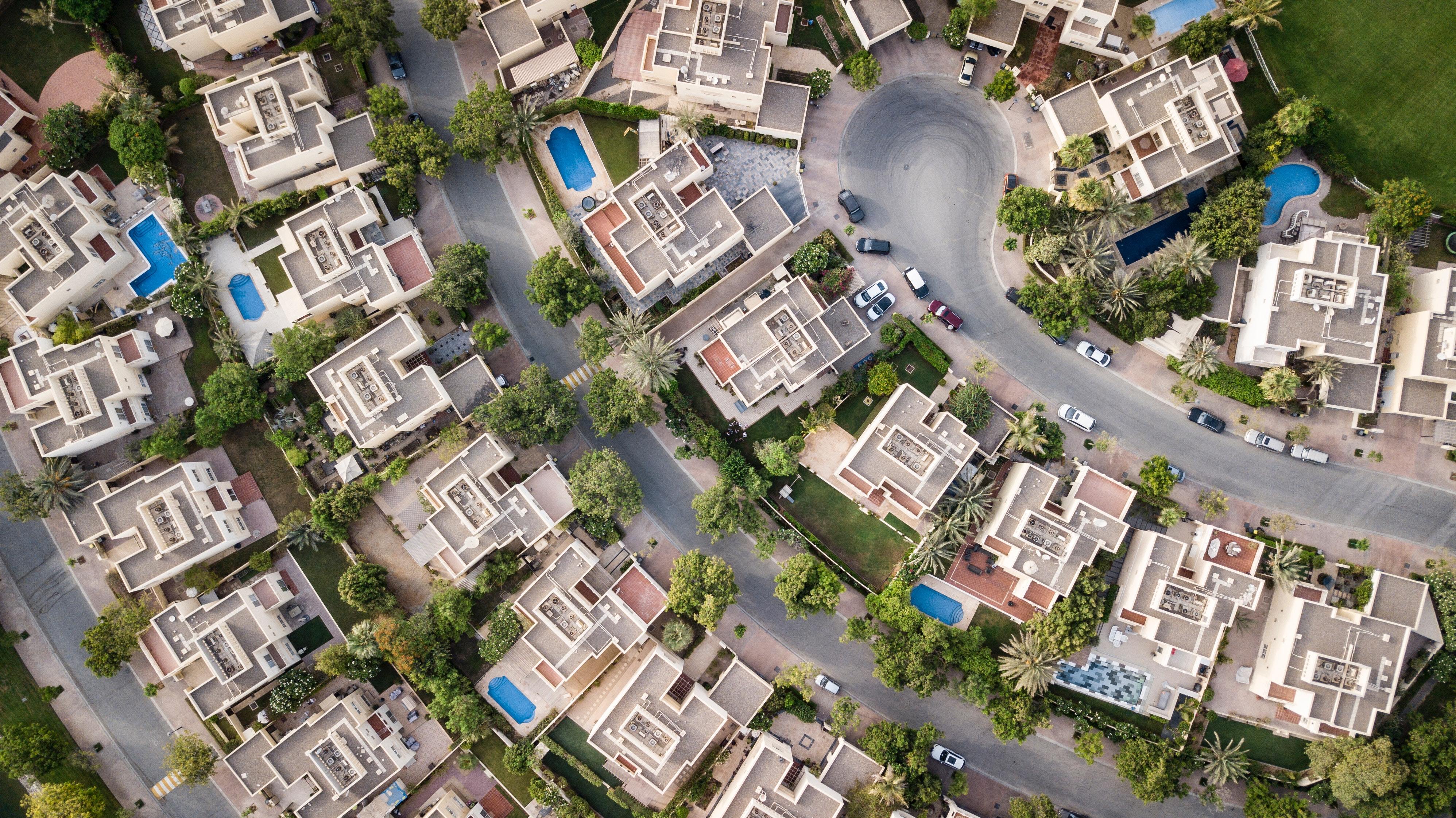 Aerial view of real estate in suburb